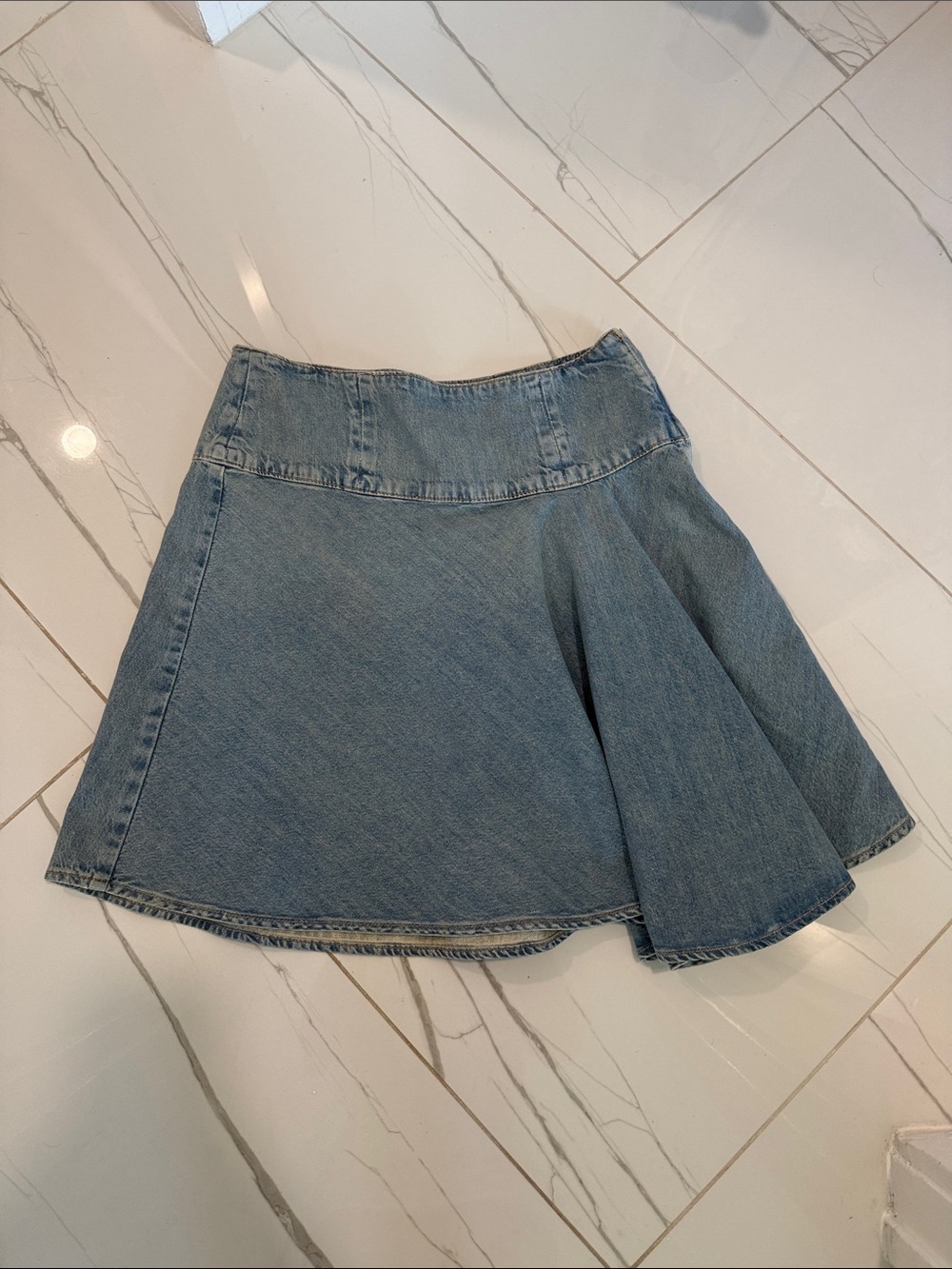 Zara Light Blue Denim Skater Skirt